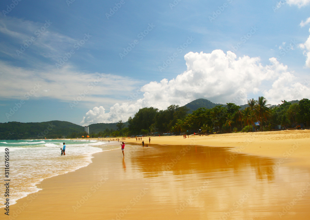 Karon beach on a bright day, Phuket, Thailand