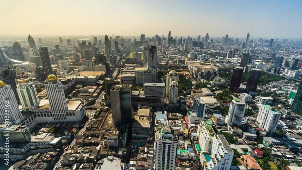 time lapse of Bangkok city downtown skyline of Thailand , Cityscape