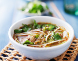 bowl of vietnamese Pho Tai beef soup