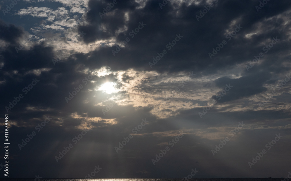 sunset time and clouds above the seascape sunset time and clouds above the seascape