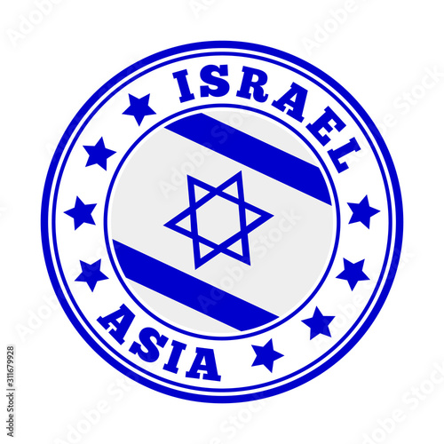 Israel sign. Round country logo with flag of Israel. Vector illustration.