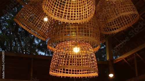 Thai style chandelier make with chicken coop, eco friendly idea for decoration.