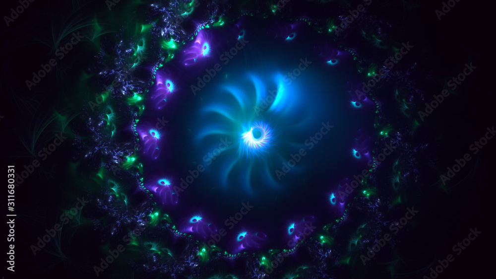 3D rendering abstract blue fractal light background 3D rendering abstract blue fractal light background