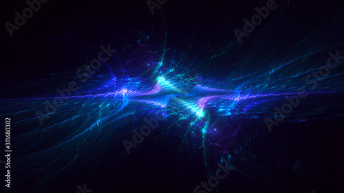 3D rendering abstract blue fractal light background