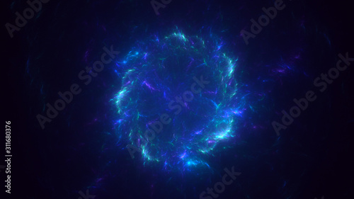 3D rendering abstract blue fractal light background