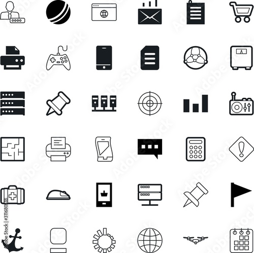 web vector icon set such as: scale, pattern, trendy, sharp, wave, warning, ocean, mobility, thumbtack, color, drone, direction, multimedia, surveillance, measurement, cell, vintage, profile, air