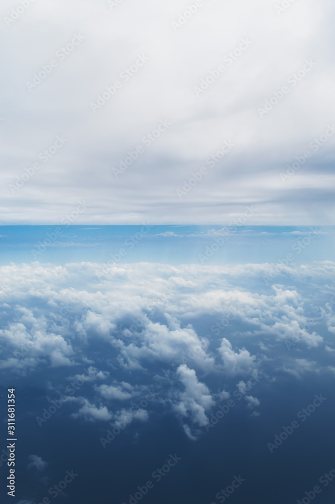 Aerial view of clouds and horizon