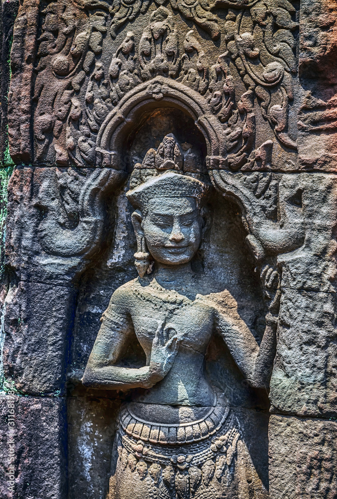 sculpture ruins temple Angkor Wat in Cambodia sculpture ruins temple Angkor Wat in Cambodia