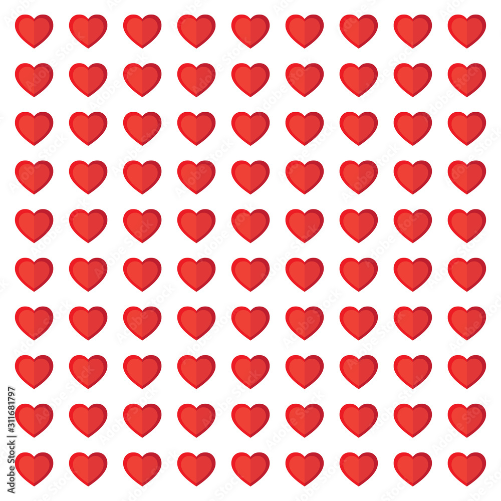 Sweetest heart red color simple shape.Seamless pattern isolated on white bankground.Desing for element of valentine day ,Print ,Gift wrapping paper ,Love sticker ,Screen ,Wallpaper.Vector. Sweetest heart red color simple shape.Seamless pattern isolated on white bankground.Desing for element of valentine day ,Print ,Gift wrapping paper ,Love sticker ,Screen ,Wallpaper.Vector.
