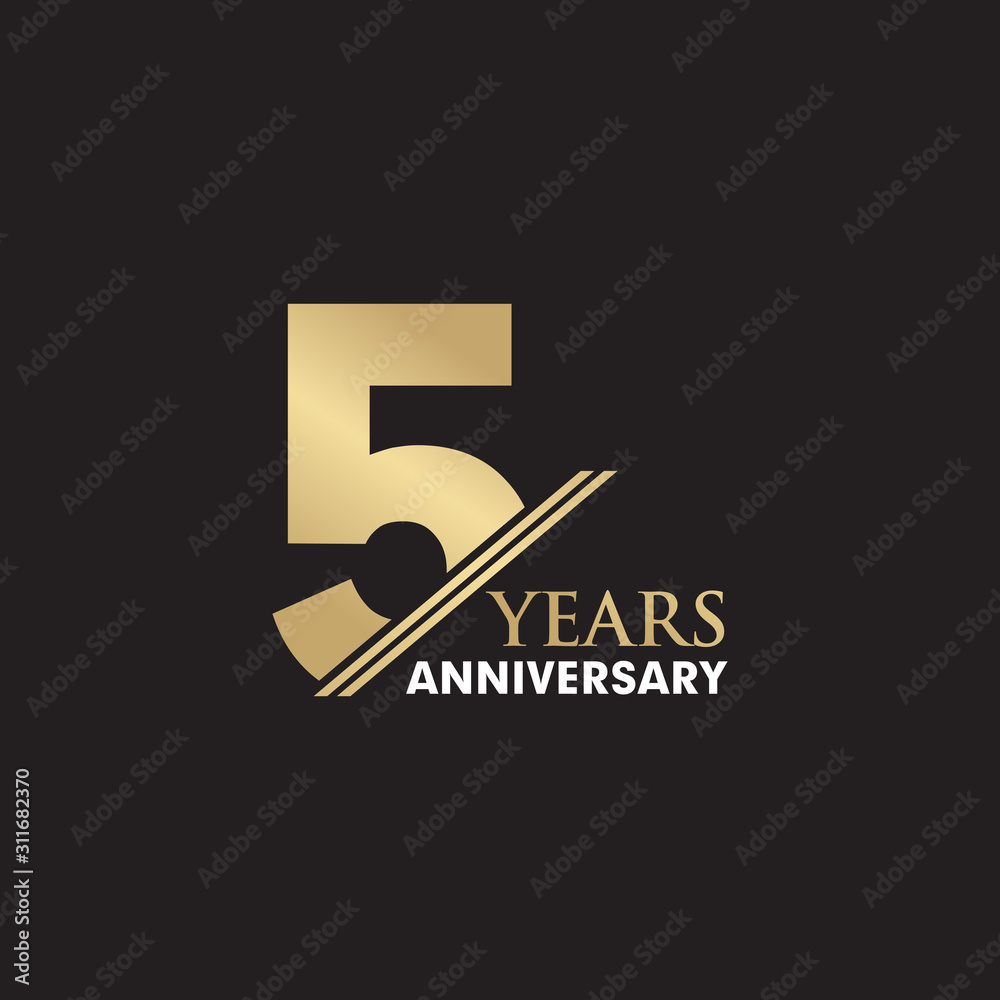 5th Year anniversary emblem logo design vector template