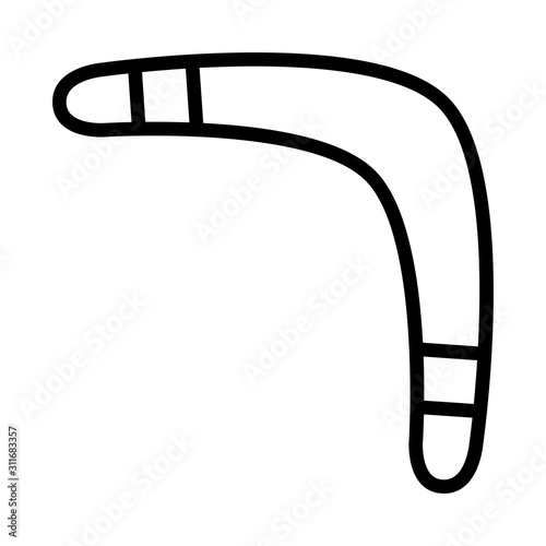 Boomerang throwing tool with stripe line art vector icon for apps and websites