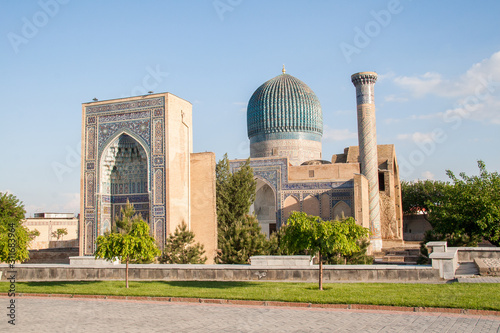 Ancient mosque with blue domes