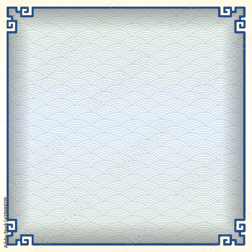 Traditional Chinese Blue Porcelain And White Jade Colors Background, The Great Wall Frame