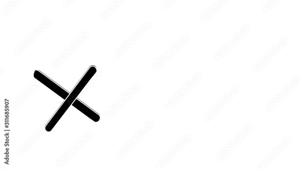 Self drawing restriction sign, black cross. Concept of NO, cancel and restriction. Copy space. Sketch animation. Self drawing restriction sign, black cross. Concept of NO, cancel and restriction. Copy space. Sketch animation.