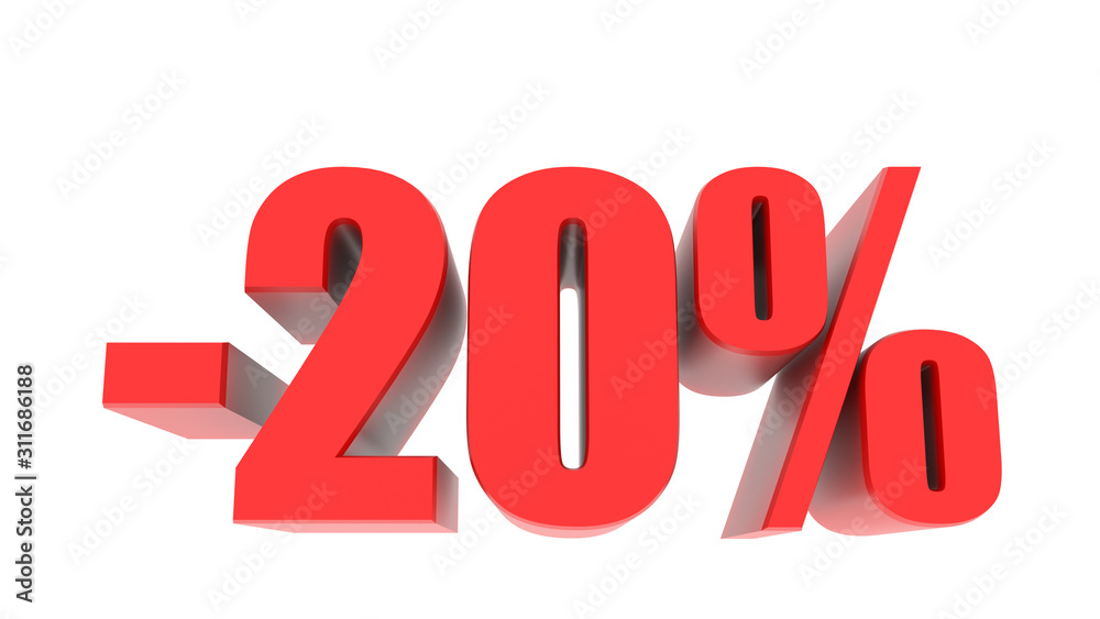 -20 percent off discount promotion sale. 3D Render. 3D-Illustration percent discount collection for your unique selling poster, banner ads. Christmas, Xmas sale and more -20 percent off discount promotion sale. 3D Render. 3D-Illustration percent discount collection for your unique selling poster, banner ads. Christmas, Xmas sale and more