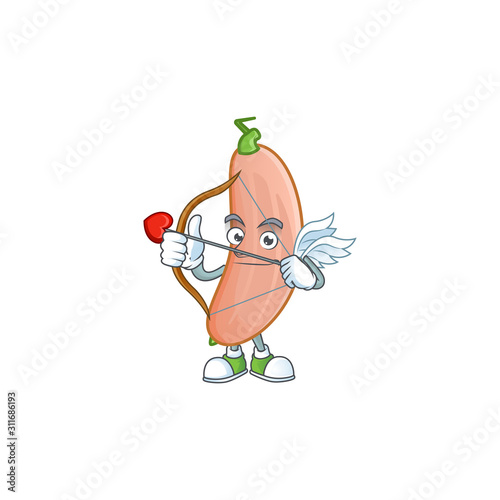 cartoon character of banana squash Cupid having arrow and wings