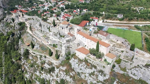 Cinematic drone shot of Game of Thrones filming location, Klis Fortress near Split, Croaita photo