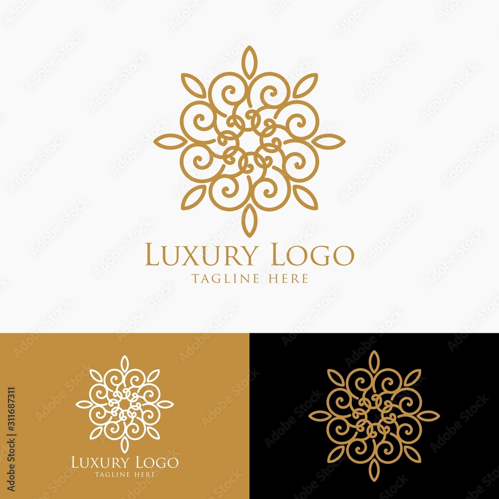 Luxury vector emblem in a circle shape with elegant. Classic elements. Can be used for logo ,invitation, menu, brochure