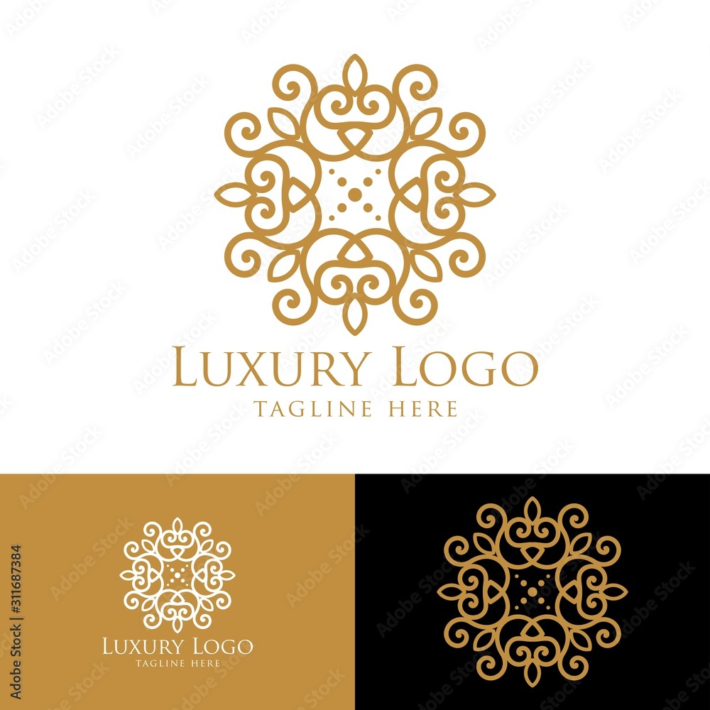 Luxury vector emblem in a circle shape with elegant. Classic elements. Can be used for logo ,invitation, menu, brochure Luxury vector emblem in a circle shape with elegant. Classic elements. Can be used for logo ,invitation, menu, brochure