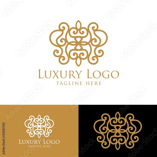 Luxury vector emblem in a circle shape with elegant. Classic elements. Can be used for logo ,invitation, menu, brochure