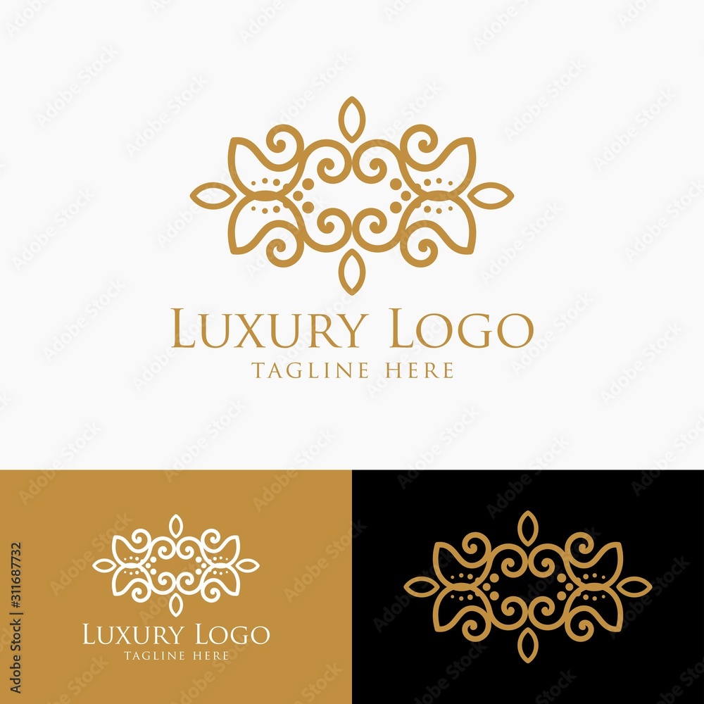 Luxury vector emblem in a circle shape with elegant. Classic elements. Can be used for logo ,invitation, menu, brochure Luxury vector emblem in a circle shape with elegant. Classic elements. Can be used for logo ,invitation, menu, brochure