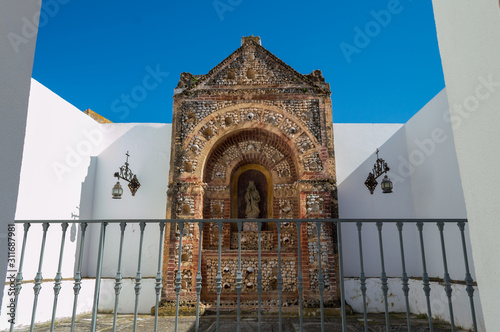 Catholic chappel adorned with human skulls in Faro, Portugal