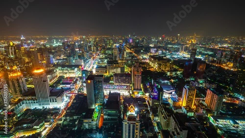 Wallpaper Mural time lapse of Bangkok city downtown and road traffic at night in Thailand , Cityscape Torontodigital.ca