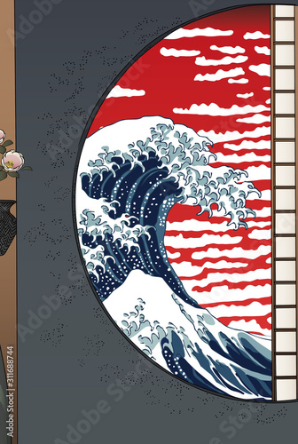 神奈川沖浪裏＆真崎邊より水神の森内川関屋の里を見る圖	