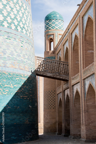 Minoret in blue tones in the ancient city of Central Asia photo