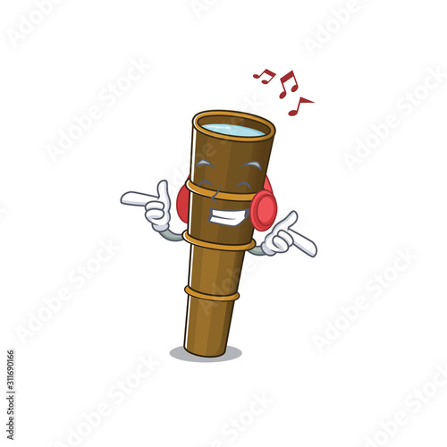 Listening music telescope Scroll mascot cartoon character design