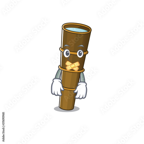 Telescope Scroll mascot cartoon character design on silent gesture