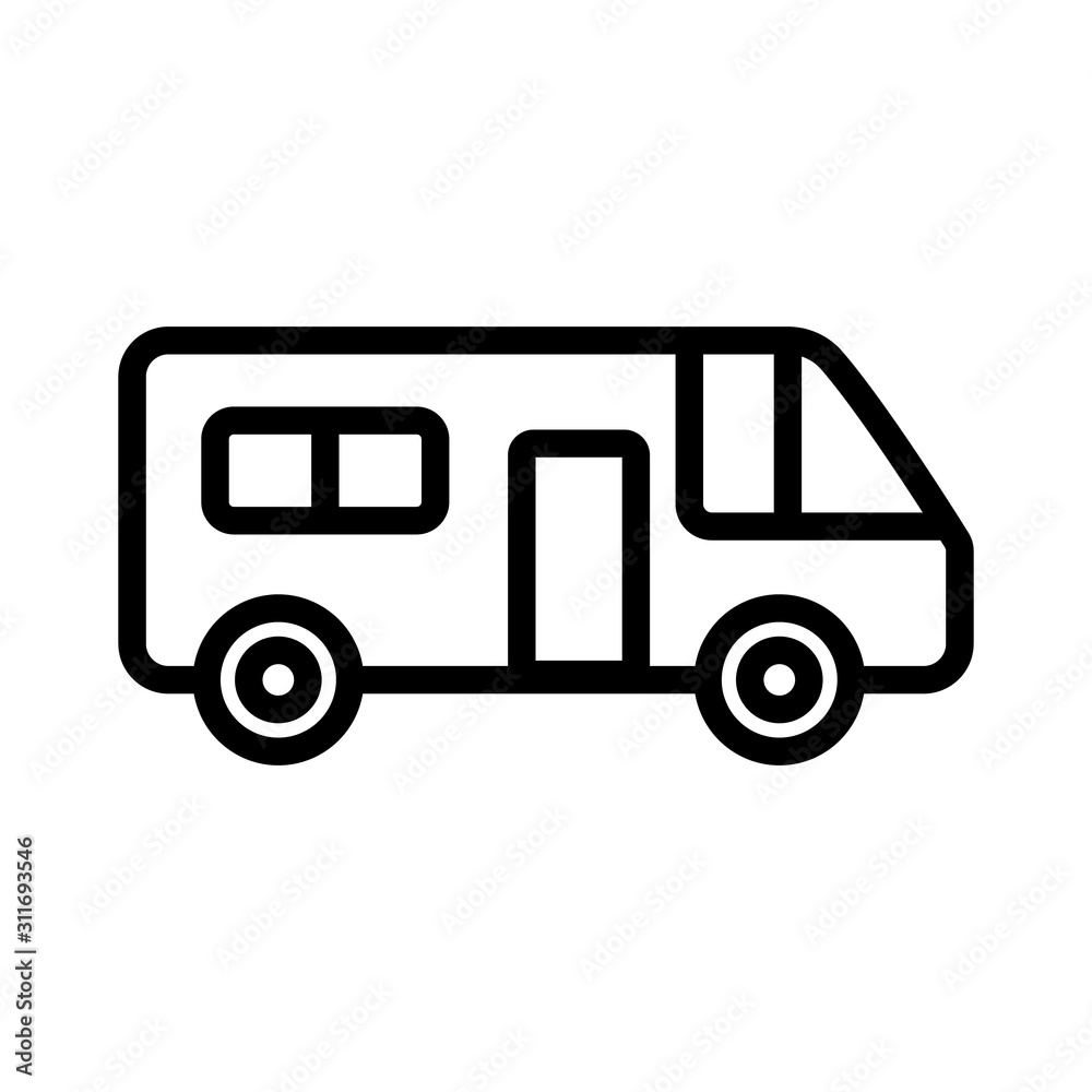 House on Wheels icon vector. A thin line sign. Isolated contour symbol illustration