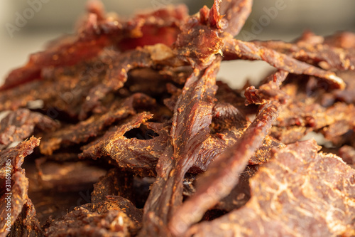 A close up of homemade Beef Jerky in Adelaide South Australia on 24th December 2019