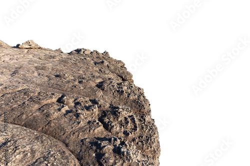 Cliff stone located part of the mountain rock isolated on white background. © kamonrat