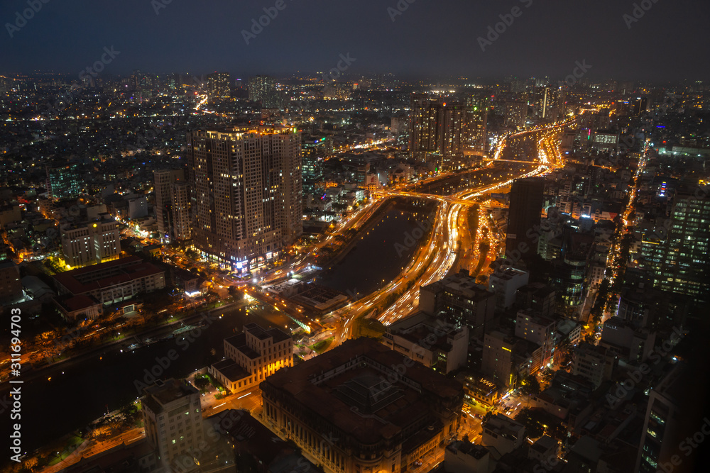 Fototapeta premium Night View ho Chi Minh City