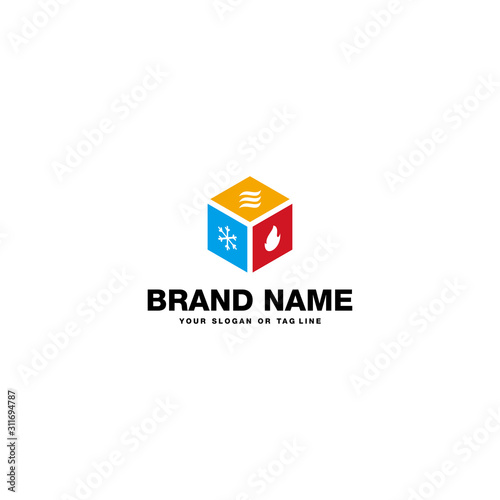 design of heating ventilation logo and air conditioner