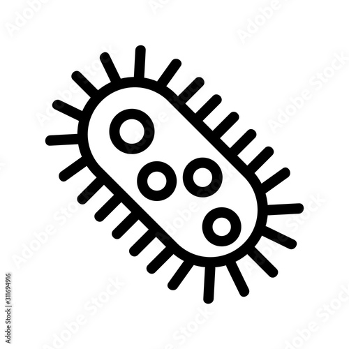 Bacterium icon vector. A thin line sign. Isolated contour symbol illustration