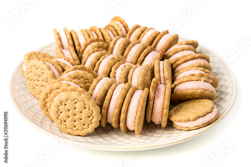 Plate full of mexican marshmallow sandwich cookies