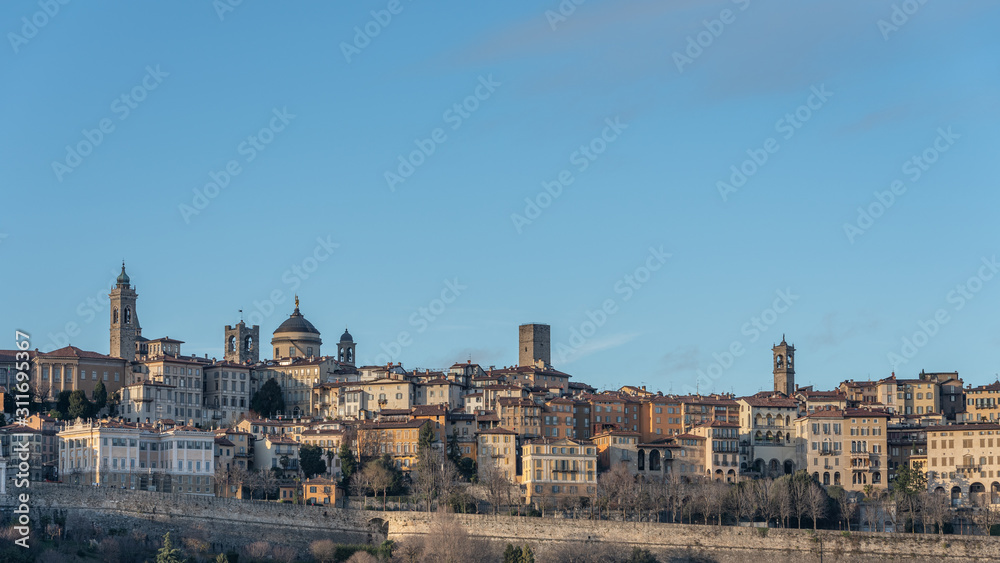 Bergamo Alta skyline with historic buildings