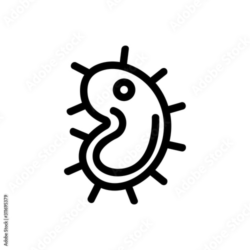 Bacterium icon vector. A thin line sign. Isolated contour symbol illustration