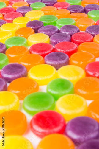 Assortment of varied colors and flavors hard candies