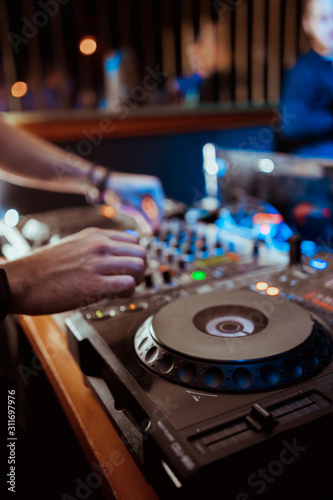 nightclub parties DJ. sound equipment