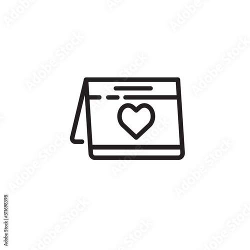 Calendar with heart thin line icon. Love date isolated outline sign. Valentine day concept. Vector illustration symbol element for web design and apps.