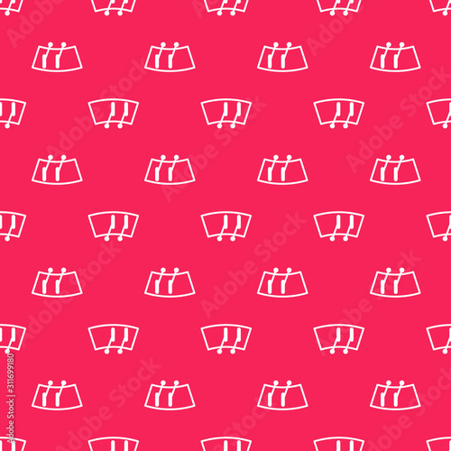White line Windscreen wiper icon isolated seamless pattern on red background. Vector Illustration