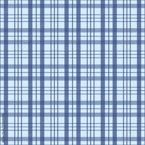 Checked seamless pattern in blue and white. A geometric plaid vector pattern design.