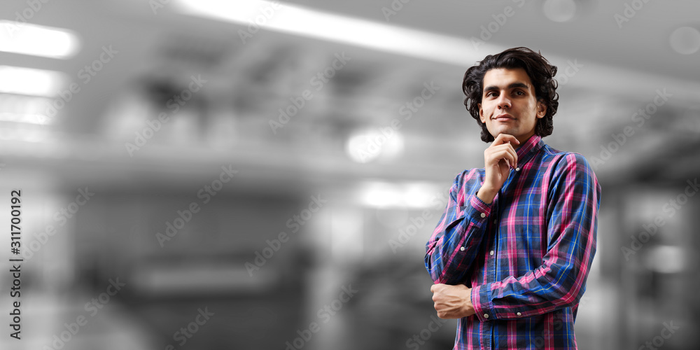 Fototapeta premium Casual man thinking over an idea