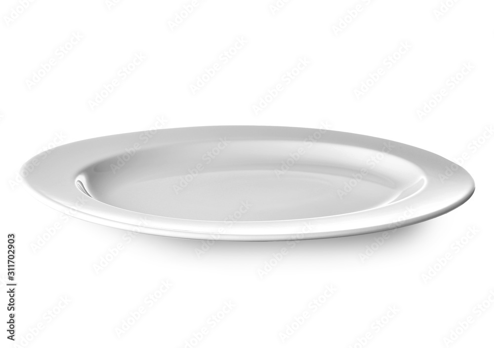 Empty ceramic plate on white background Empty ceramic plate on white background