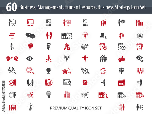 Universal business management and human resources icon set. Universal icons for web and mobile. Vector.	