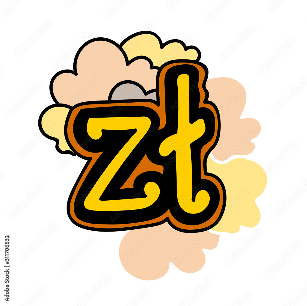 Hand drawn bright doodle with clouds Zloty, currency of Poland. Money cash vector illustration isolated on white Hand drawn bright doodle with clouds Zloty, currency of Poland. Money cash vector illustration isolated on white