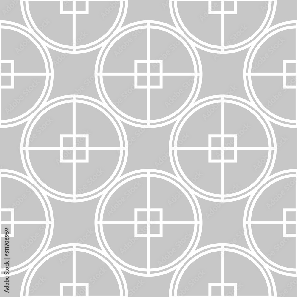 Obraz premium Geometric print. White pattern on gray seamless background
